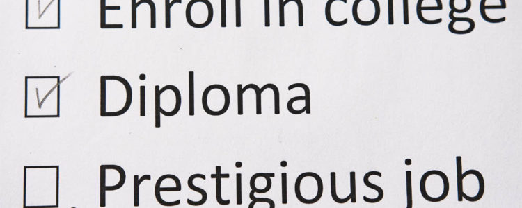 Piece of paper that says go to college, get diploma, find good job with a pencil in the corner